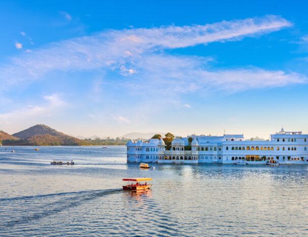 Taj-Lake-Palace-on-lake-Pichola-in-Udaipur-Rajasthan-India
